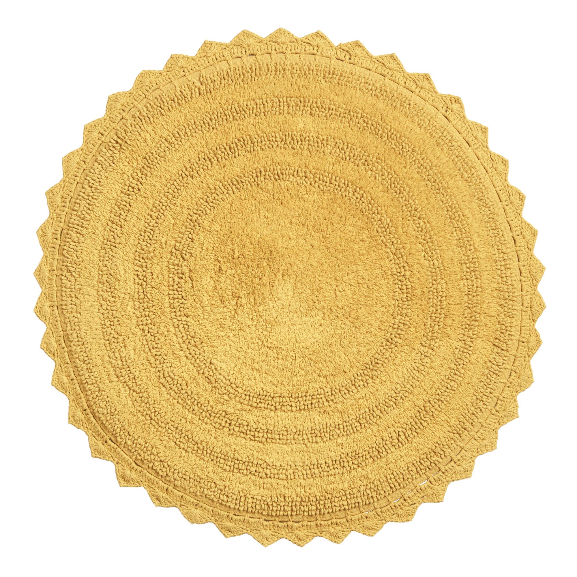 Round Mustard Yellow Cotton Bath Mat by World Market