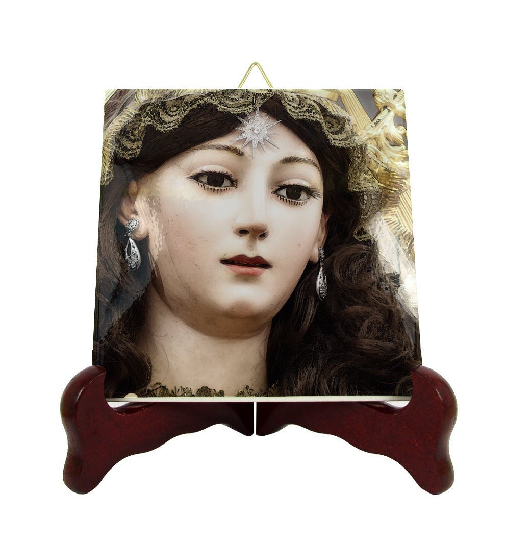 Catholic Gifts - Our Lady Of Carmel Puerta Nueva Religious Icon On Tile Virgin Mary Plaque Pray Icons