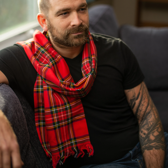 Tartan Scarf A-L Tartans | Homespun Wool Blend Made in The Usa