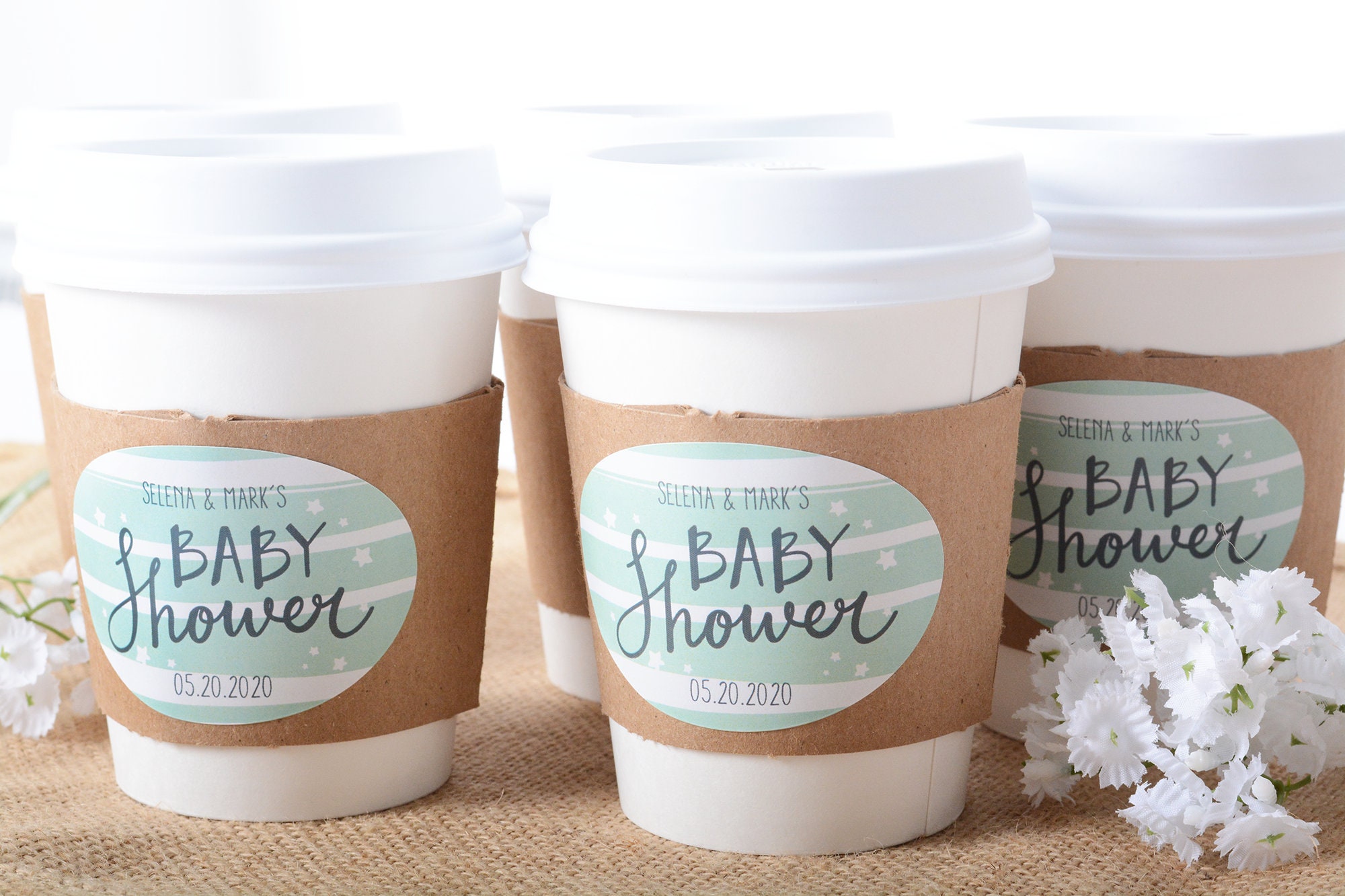 Baby Shower Cups - Cute Coffee Bar Beverage Hot Cocoa Cup Sets & Labels #bscf-87
