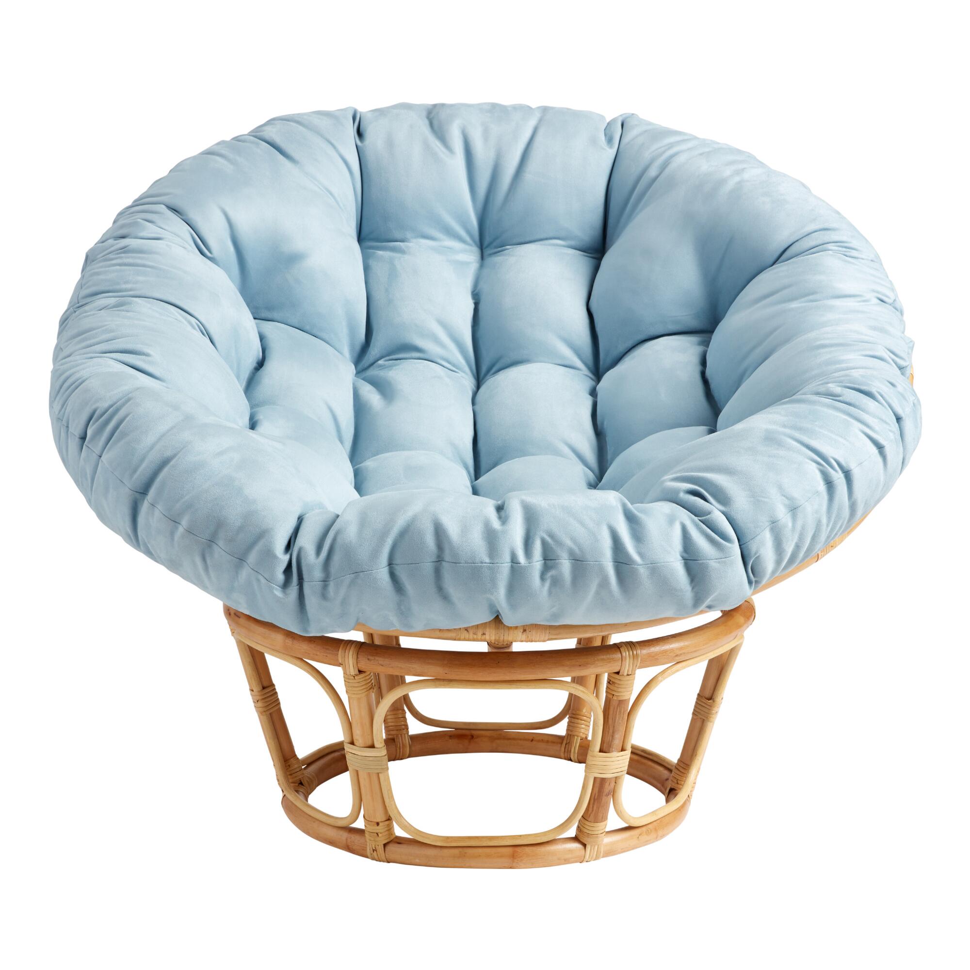 Dusty Blue Microsuede Papasan Chair Cushion - Cotton - 58" Round by World Market