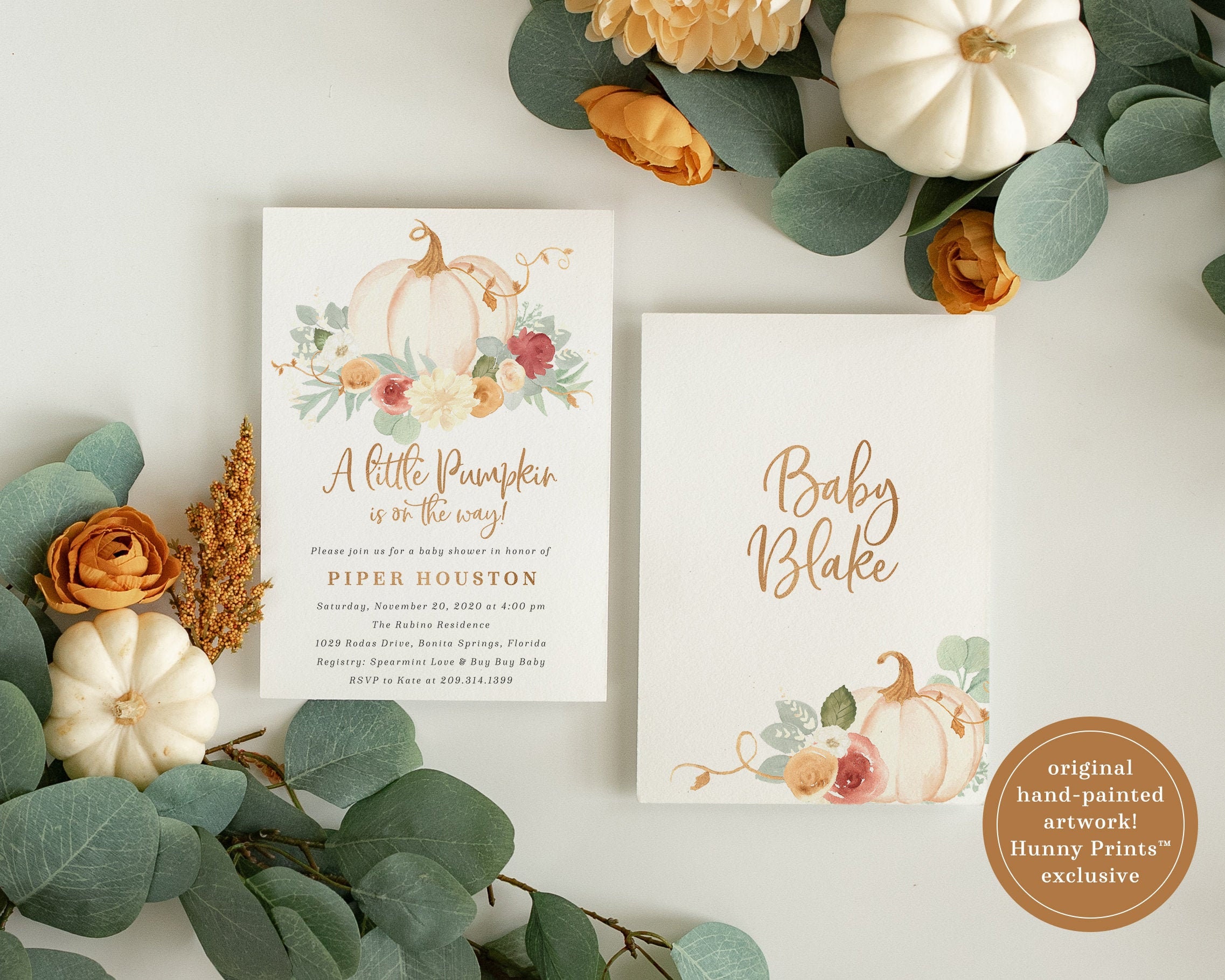 Little Pumpkin Baby Shower Invitation, Fall Invite, Gender Neutral Invite Piper