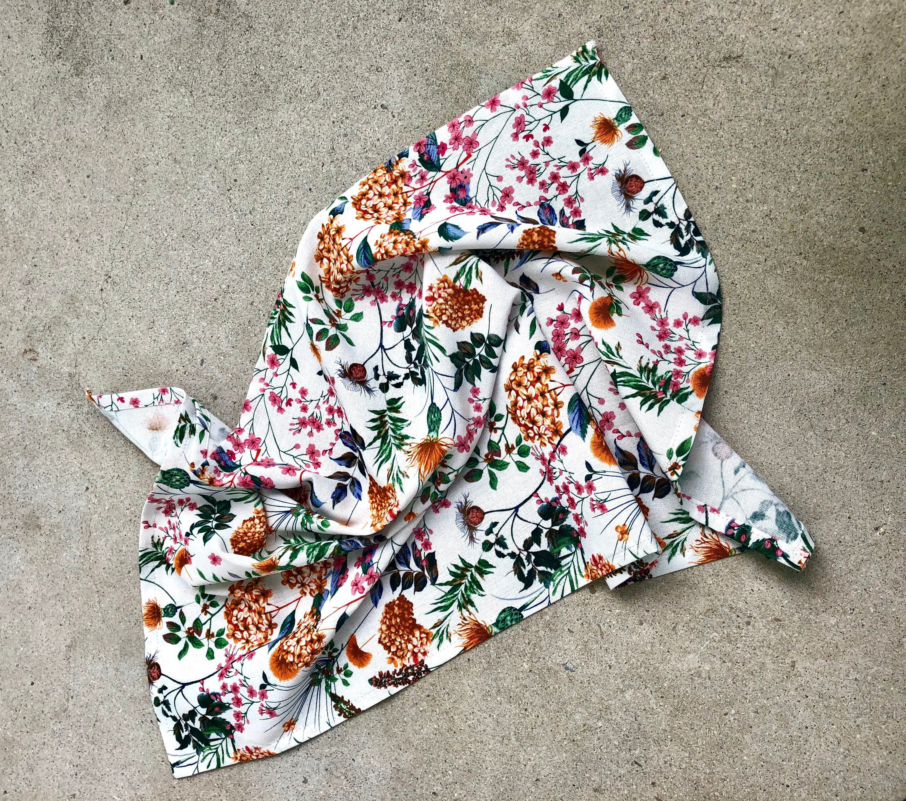 Kitchen Tea Towel, Linen/Rayon Blend Fabric in Wildflower Print, Machine Washable, Made Canada