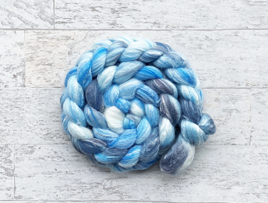 Hand Dyed Wool Roving, Merino/Bamboo/Silk Blend - #142