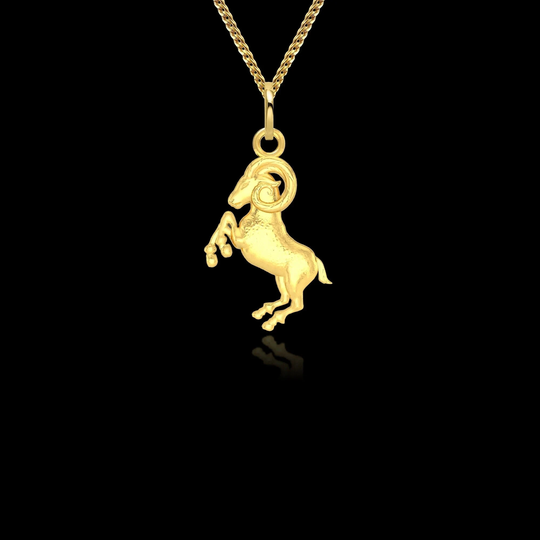 Mini Ram Pendant | 27mm - 14K Solid Gold Necklace, Aries Pendant, Head Gift