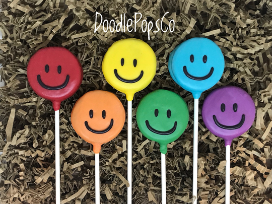 Smiley Face Oreo Cookie Pops/Happy Cookies Birthday Party Favor Thank You Gift One Dozen | 12