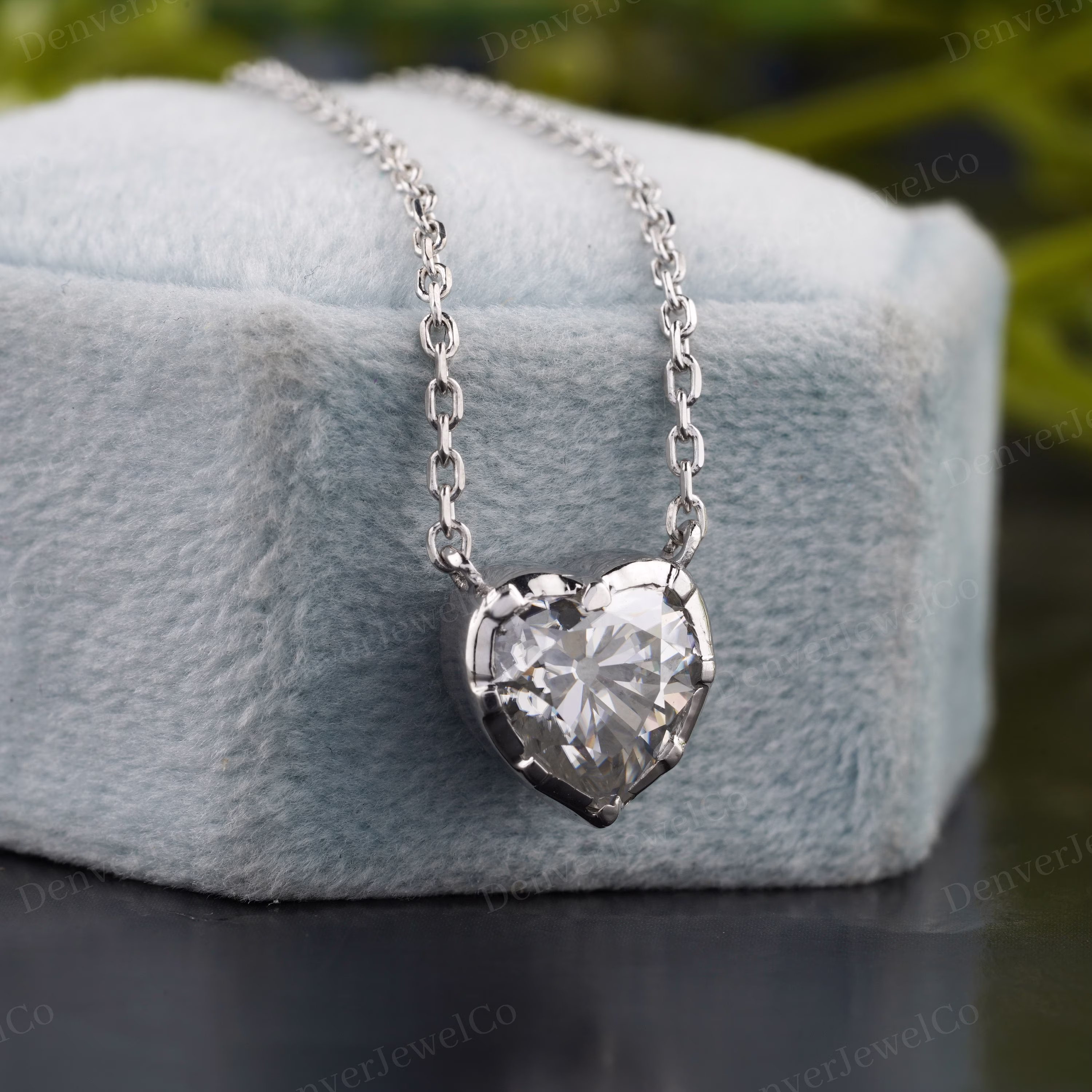 Georgian Old Mine Heart Cut Pendant, Victorian Style Moissanite Diamond Art Deco Solitaire Diamond, Promise Anniversary Gift
