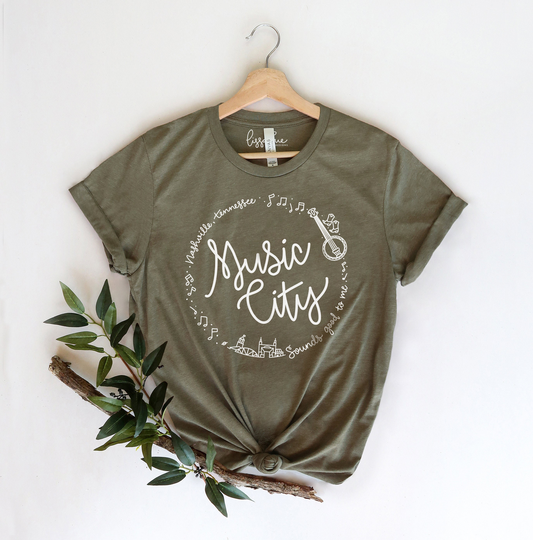 Nashville "Music City" Tee - Olive Tri-Blend
