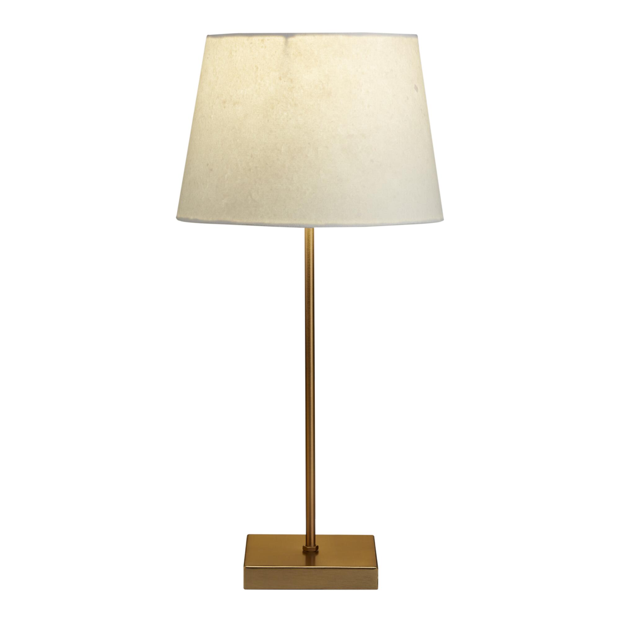 Brass Manvi Accent Lamp with Off White Shade by World Market