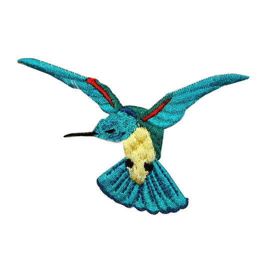 Id 0596 Hummingbird Feeding Patch Tiny Bird Fly Embroidered Iron On Applique