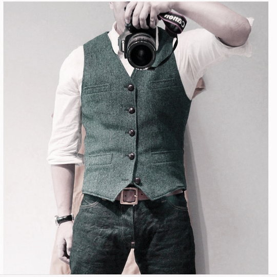Men's Suit Vest Blue Single Breasted Woolen Blended Mens Vest Denim Jeans Waistcoat Jacket Slim Fit Casual Formal Business - light navy, 5xl
