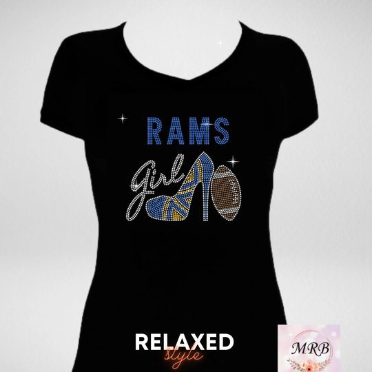 Rams Girl Football Rhinestone Shirt | Bling Shirt| Women's Shirts