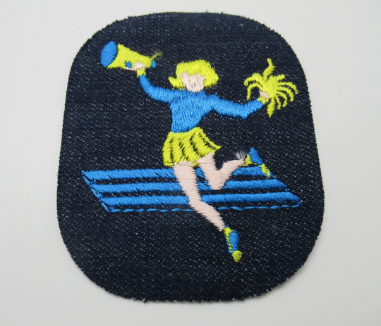 Cheerleader Denim Vintage Oval Iron On Patch