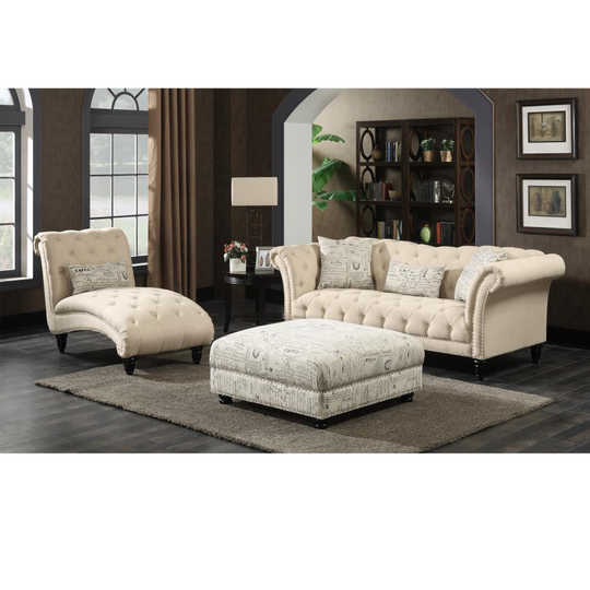 Picket House Furnishings Twine Modern Polyester/Polyester Blend Natural Living Room Set in Off-White | UTW082SCO3PC