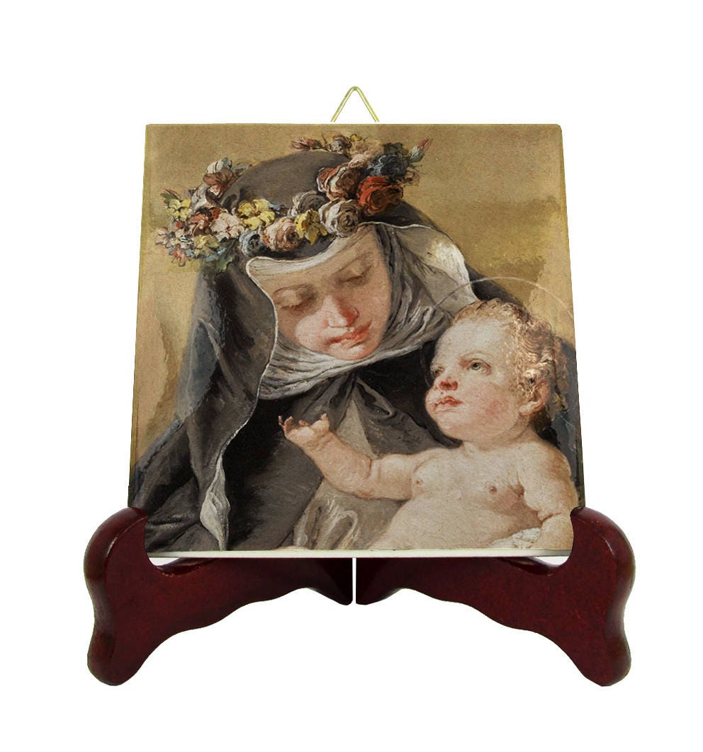 Saint Rose Of Lima Icon On Tile - St Christian Saints Serie Saint Art Handmade in Italy Catholic