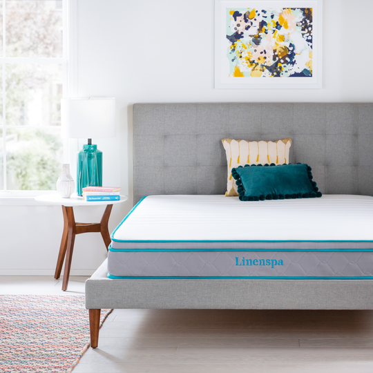 Linenspa Essentials 8-in Twin Hybrid Memory Foam/Coil Blend Mattress in a Box in White | LSES08TTGFSP