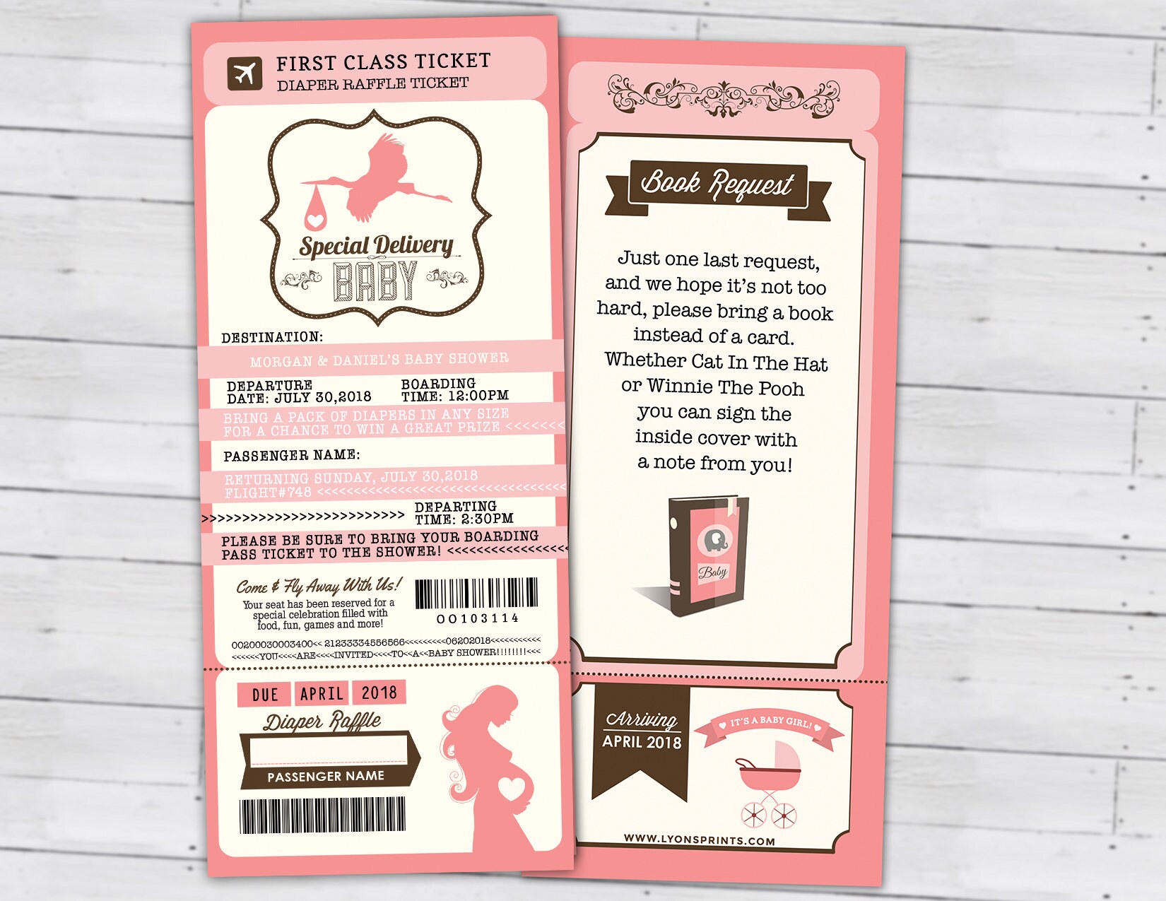 Passport & Ticket Baby Shower Invitation Coed Invitation - Travel Digital Files Only