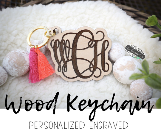 Wooden Engraved Keychain, Name Keychains, Wood Custom Personalized Keychains