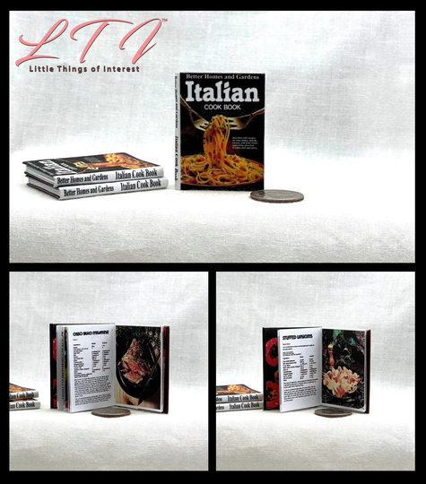 16 Scale Better Homes & Gardens Italian Cookbook Miniature Playscale Readable Illustrated Book Kitchen Blythe Barbie