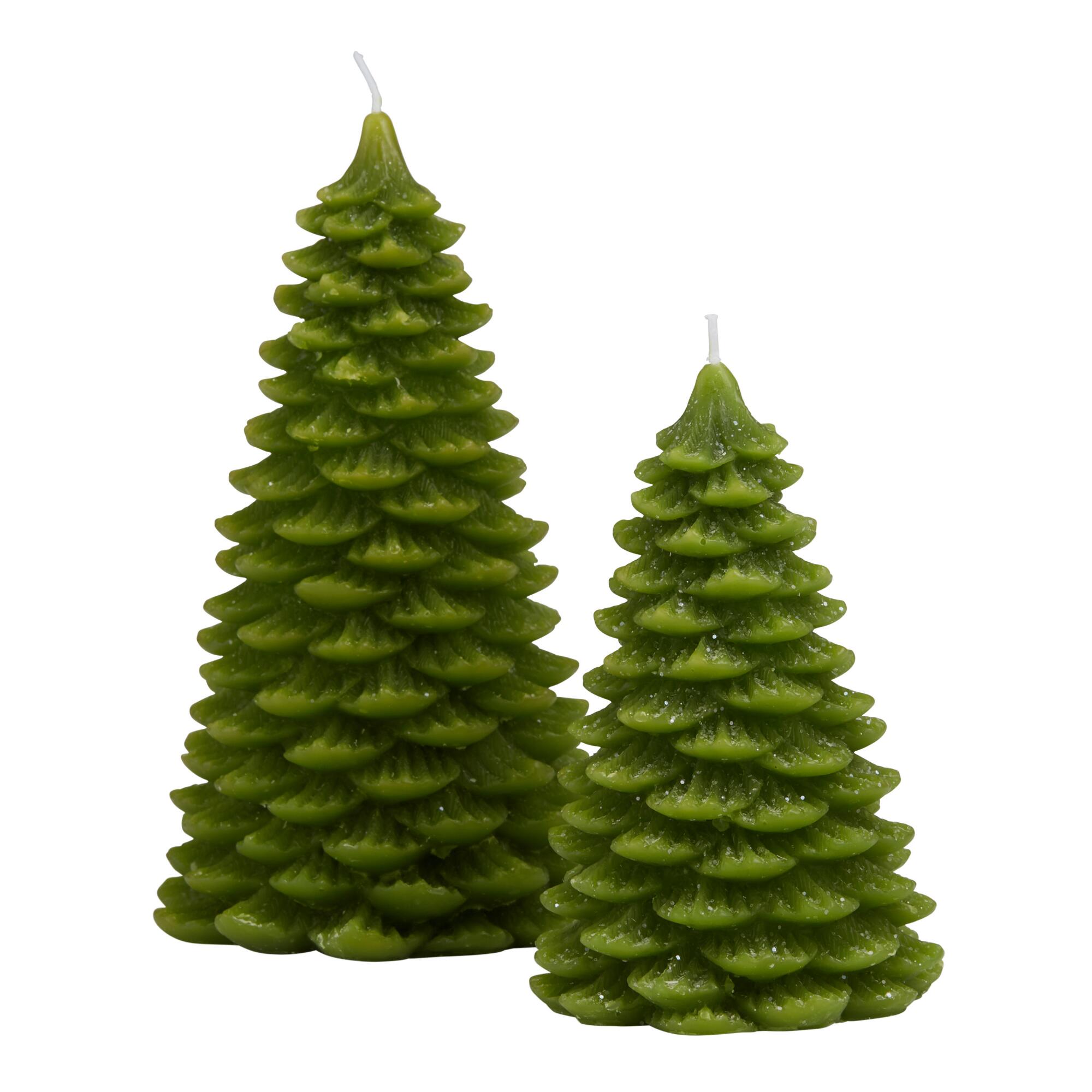 Green Glittered Christmas Tree Candle by World Market