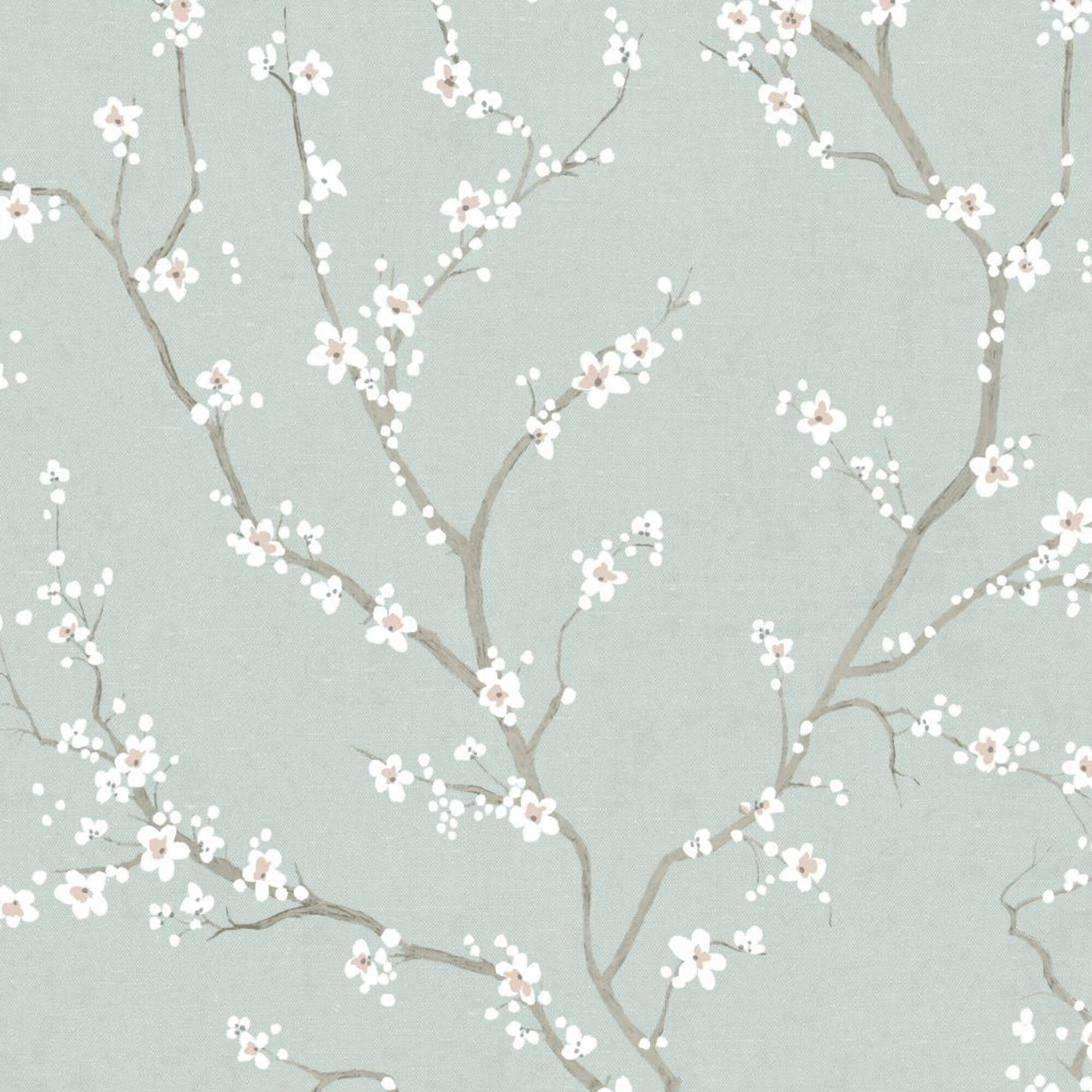 Pale Blue Cherry Blossom Peel And Stick Wallpaper by World Market
