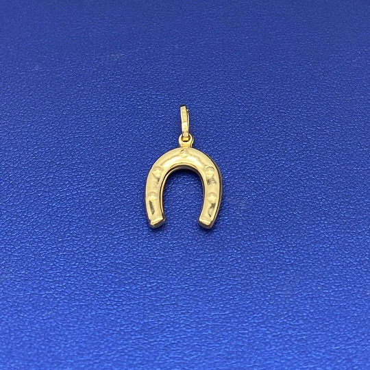 Solid 14K Yellow Gold Horseshoe Puff Charm | Charms Small Pendants Double-Sided