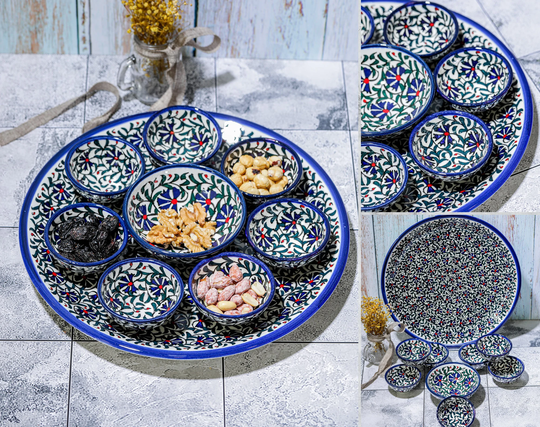 Turkish Oriental Breakfast Set, Serving Platter, Authentic Ceramic Platter & Bowl Handmade Gift, Sauce & Tray Set