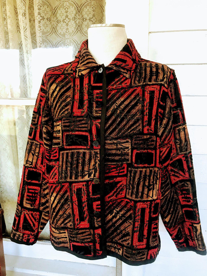 Vintage 90's Chenille Velvet Reversible Jacket Boho