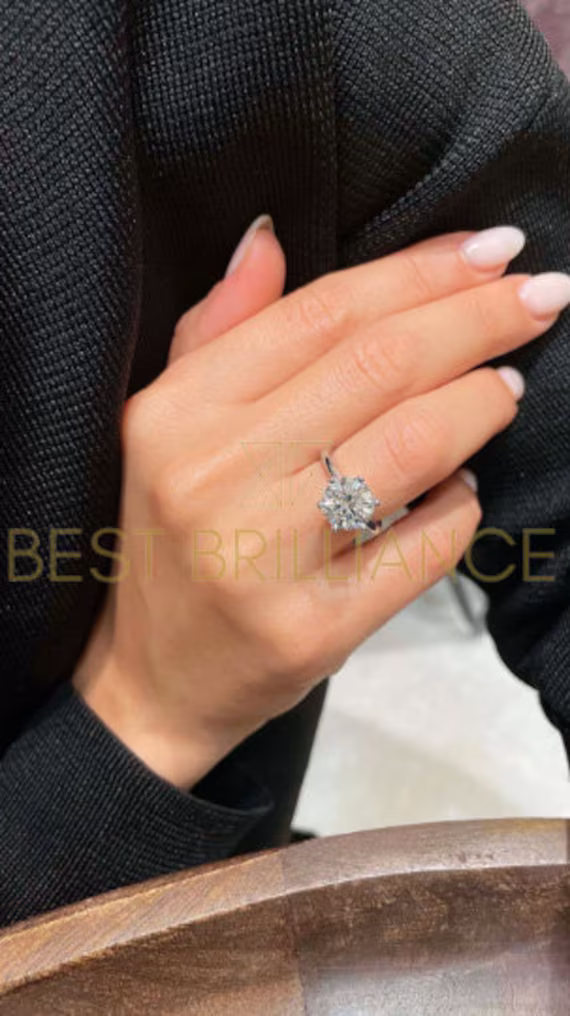 Unique Solitaire Engagement Ring 3 Carat High Quality Moissanite Prongs