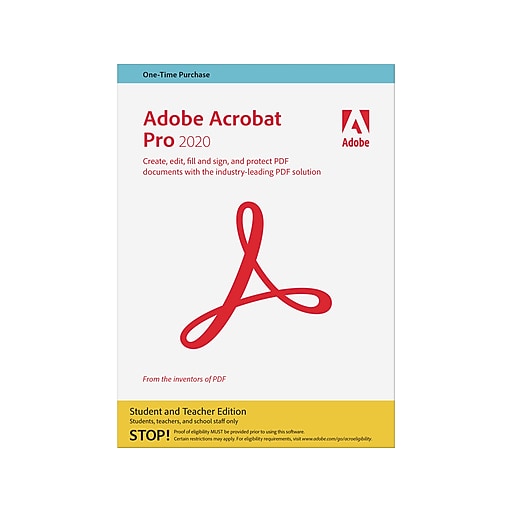 Adobe Acrobat Pro 2020 Student and Teacher Edition for 1 User, Windows, Download (65312078)