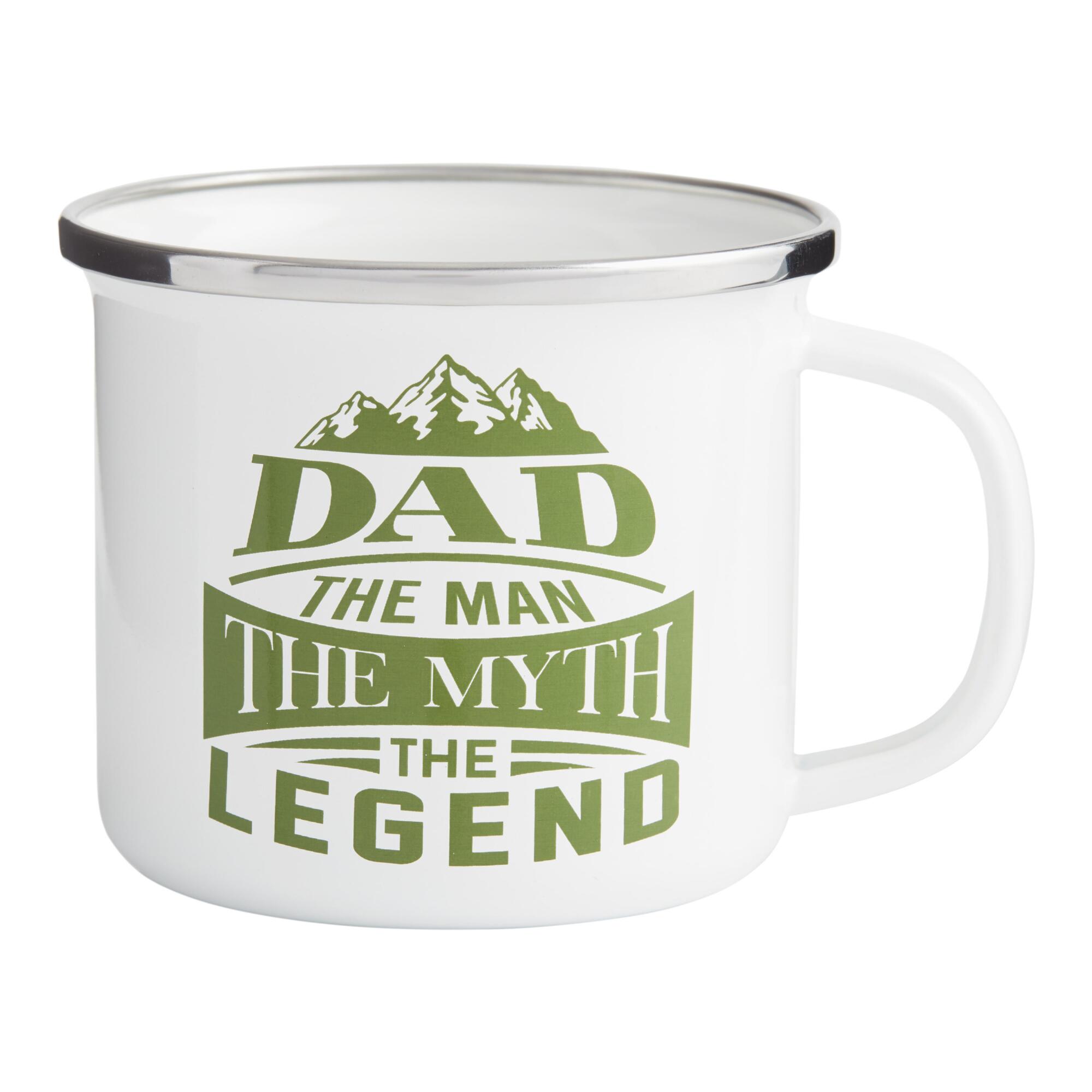 White and Green Dad Legend Enamel Mug by World Market