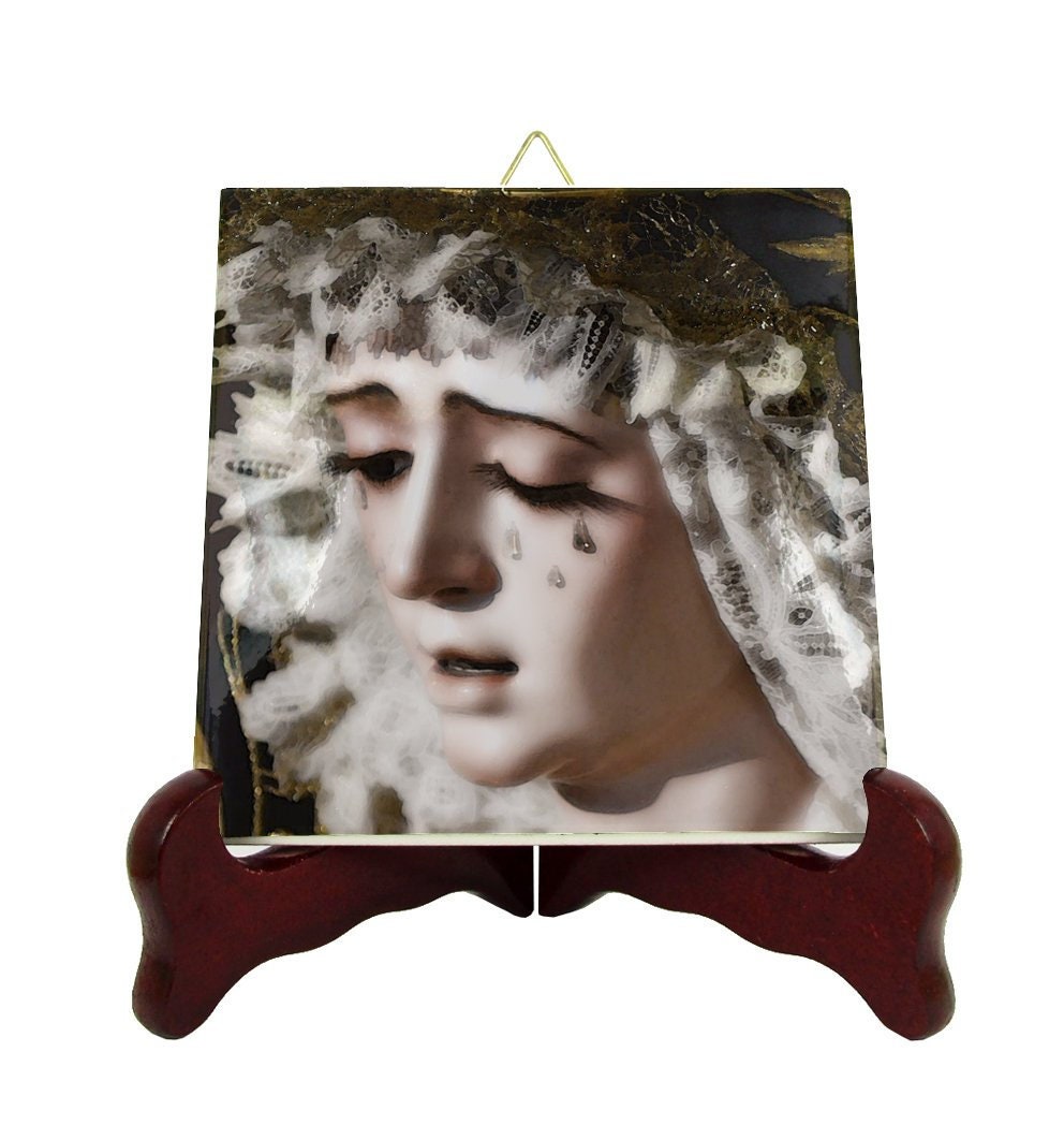 Catholic Gifts - Holy Mary Of The Star Seville Religious Icon On Ceramic Tile Virgin Plaque Pray Catholics