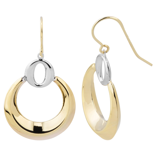 10K Two-Tone Gold Graduated Circle Dangle Earrings