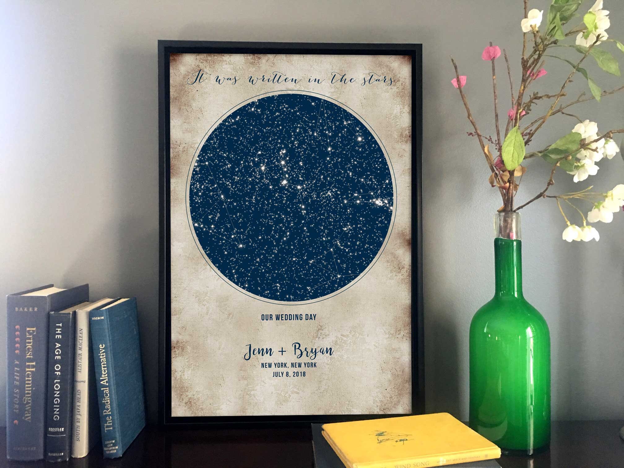 Wedding Gift Idea, Newlywed Gift, Custom Star Map, Anniversary, Sister in Law Gift, Constellation Art, Personalized Canvas, Couples