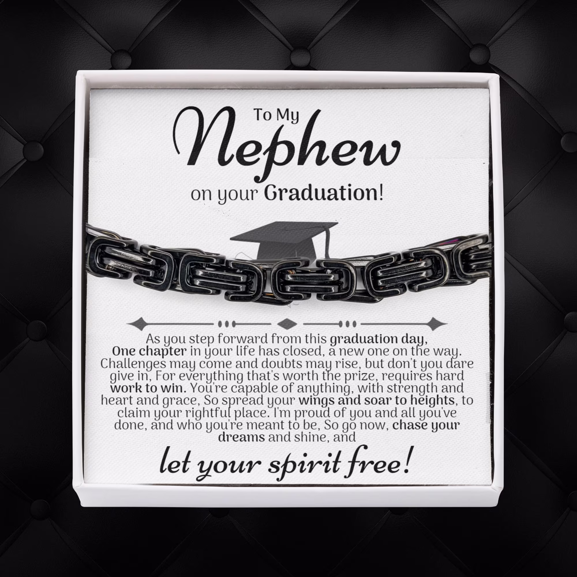 Nephew Graduation Stainless Steel Bracelet, High School Gift For Nephew, Gift