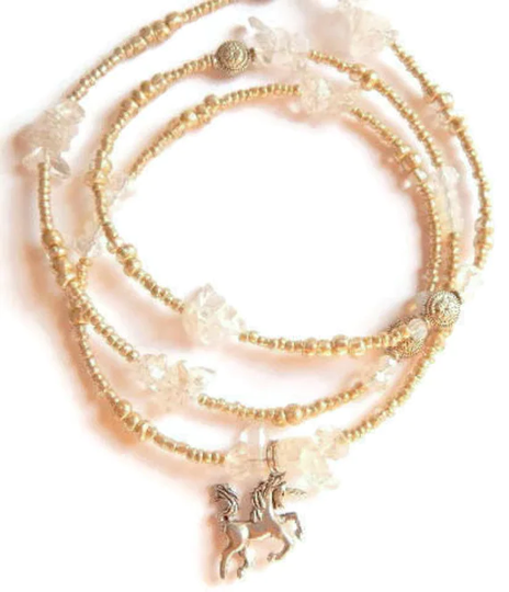 Unicorn Waist Beads, Crystal Quartz Magic & Fantasy African Belly Beads