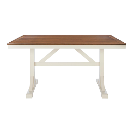 White and Natural Wood Farmhouse Cortland Dining Table - Small by World Market