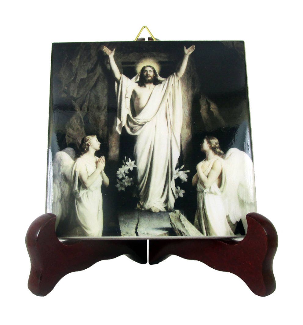 The Resurrection Of Jesus - Religious Print On Ceramic Tile Catholic Icon An Unique Easter Gift For A Friend Risen Christ