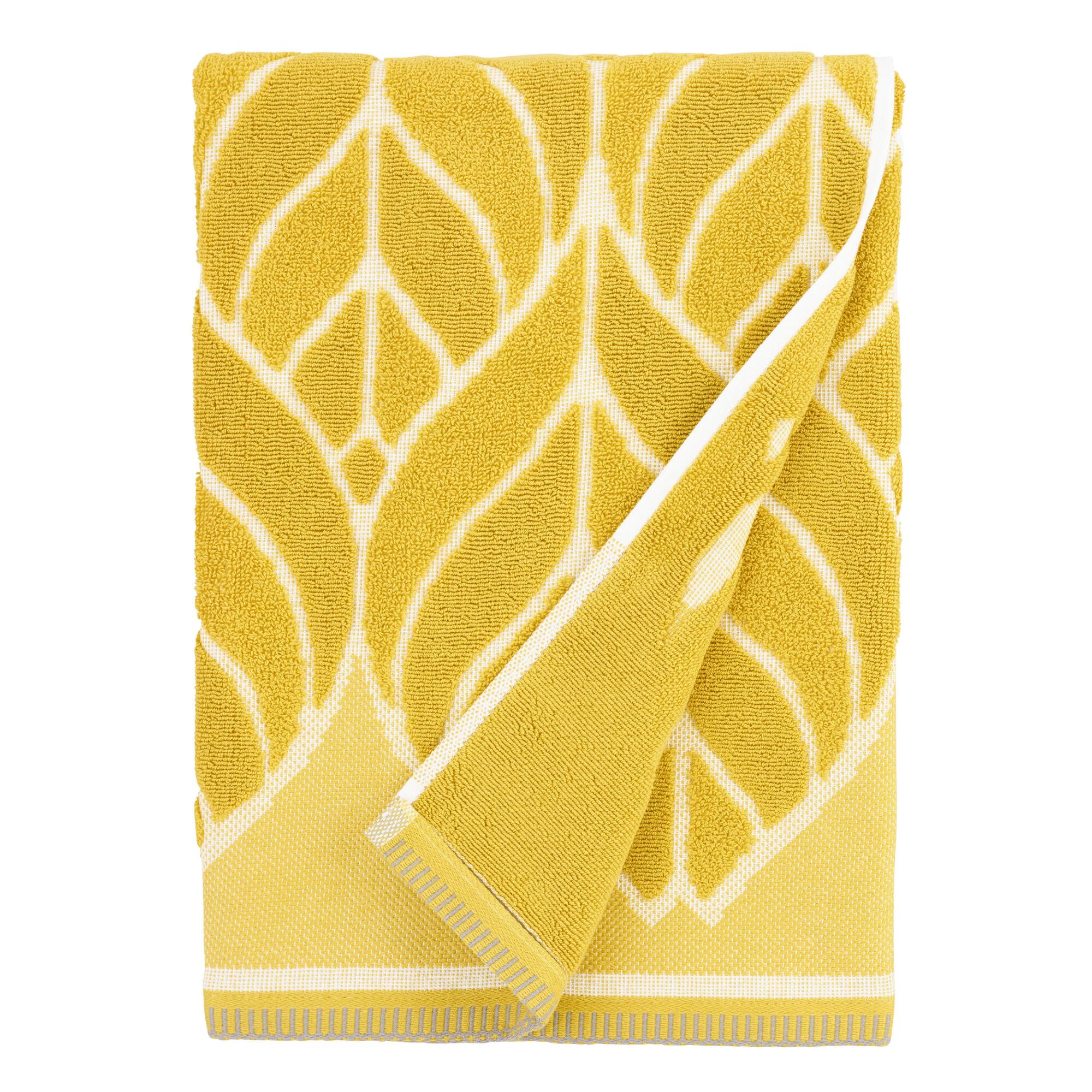 Chartreuse Green Leaf Sculpted Anise Bath Towel by World Market