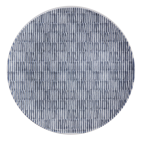 Blue And White Line Raia Dinner Plate - Stoneware by World Market