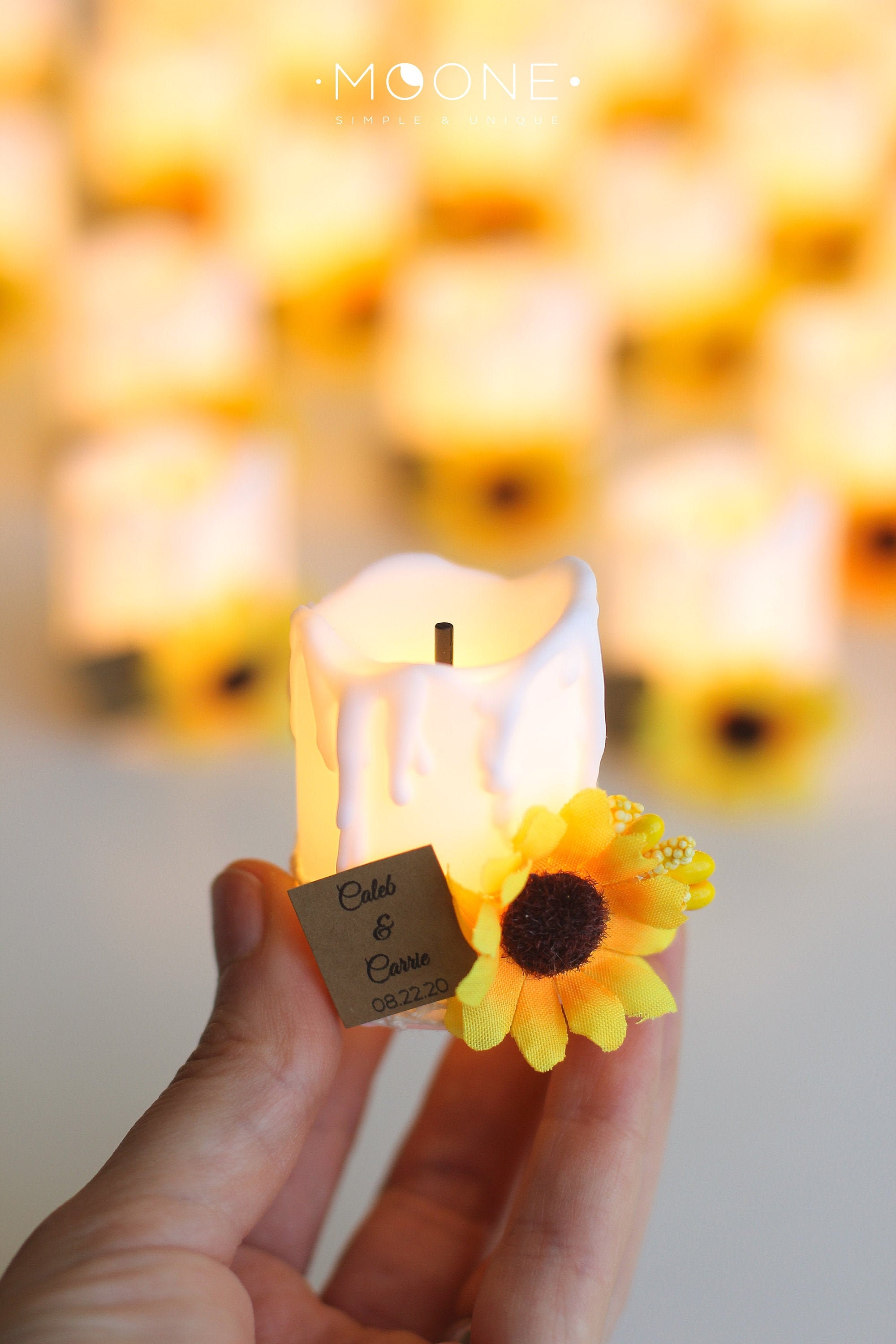 10Pcs Sunflower Favors, Wedding Party Candle Baptism Yellow Rustic Bridal Shower