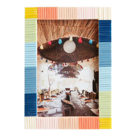 Wood Rainbow Lacquer Block Frame: Multi - Small by World Market