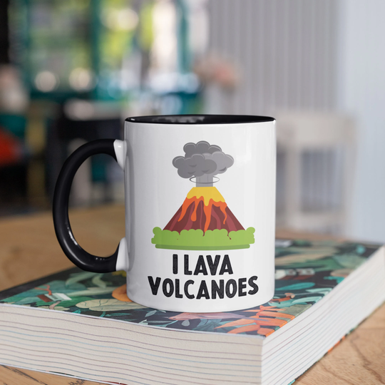 I Lava Volcanoes Mug, Funny Volcano Coffee Mugs, Volcanologist Tumbler, Travel Beer Can Holder Cooler, Water Bottle