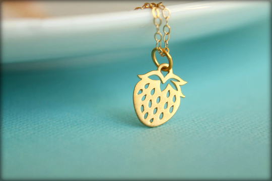 Strawberry Necklace, Available in Sterling Silver Or Vermeil & Gold Filled