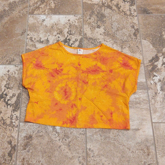 Cute 2000S Orange Tie Dye Crop Top Shirt