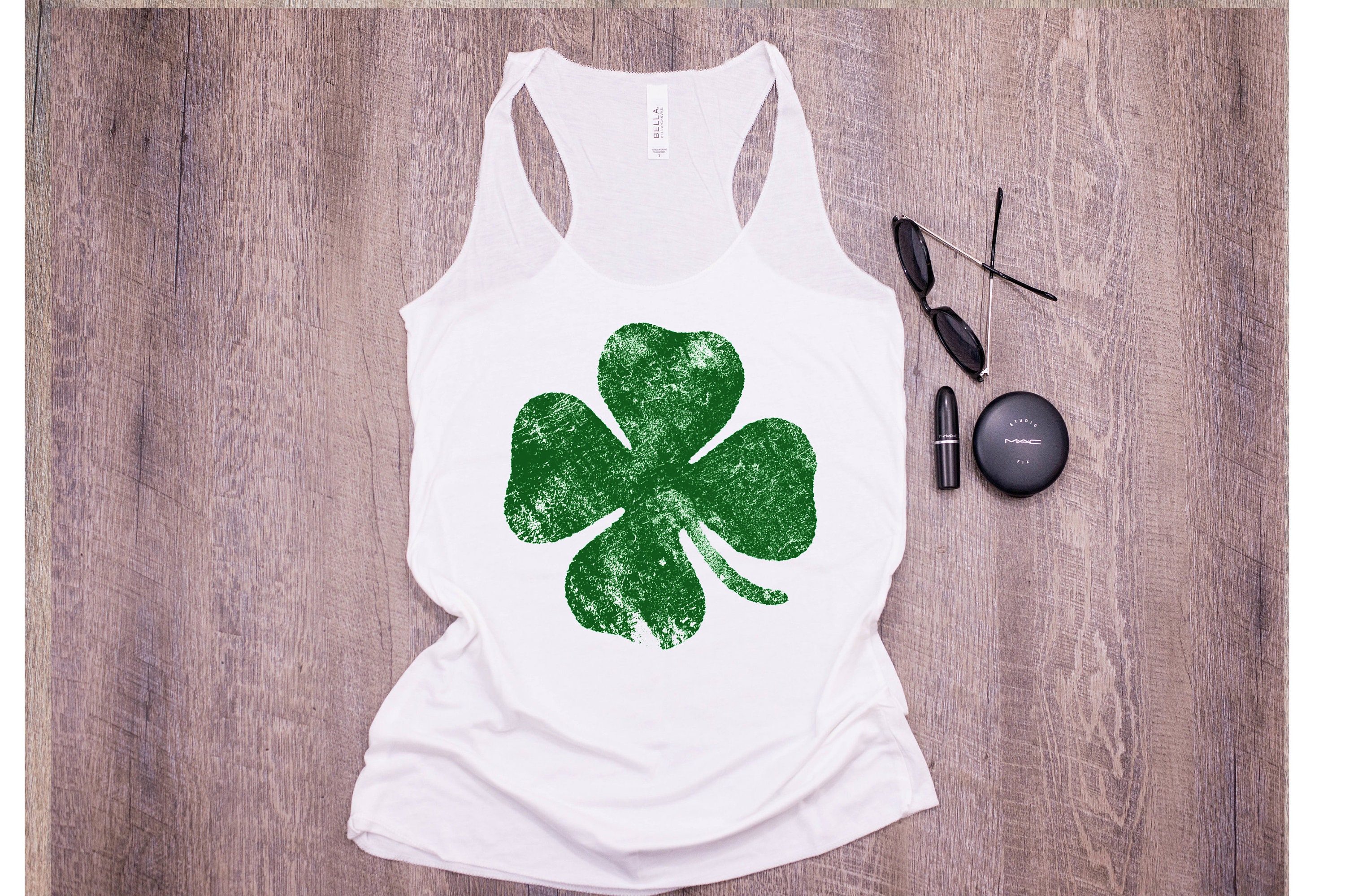 st Patricks Day Tank Top Womens Pattys Tanks, Shamrock For Women Four Leaf Clover Tank Top