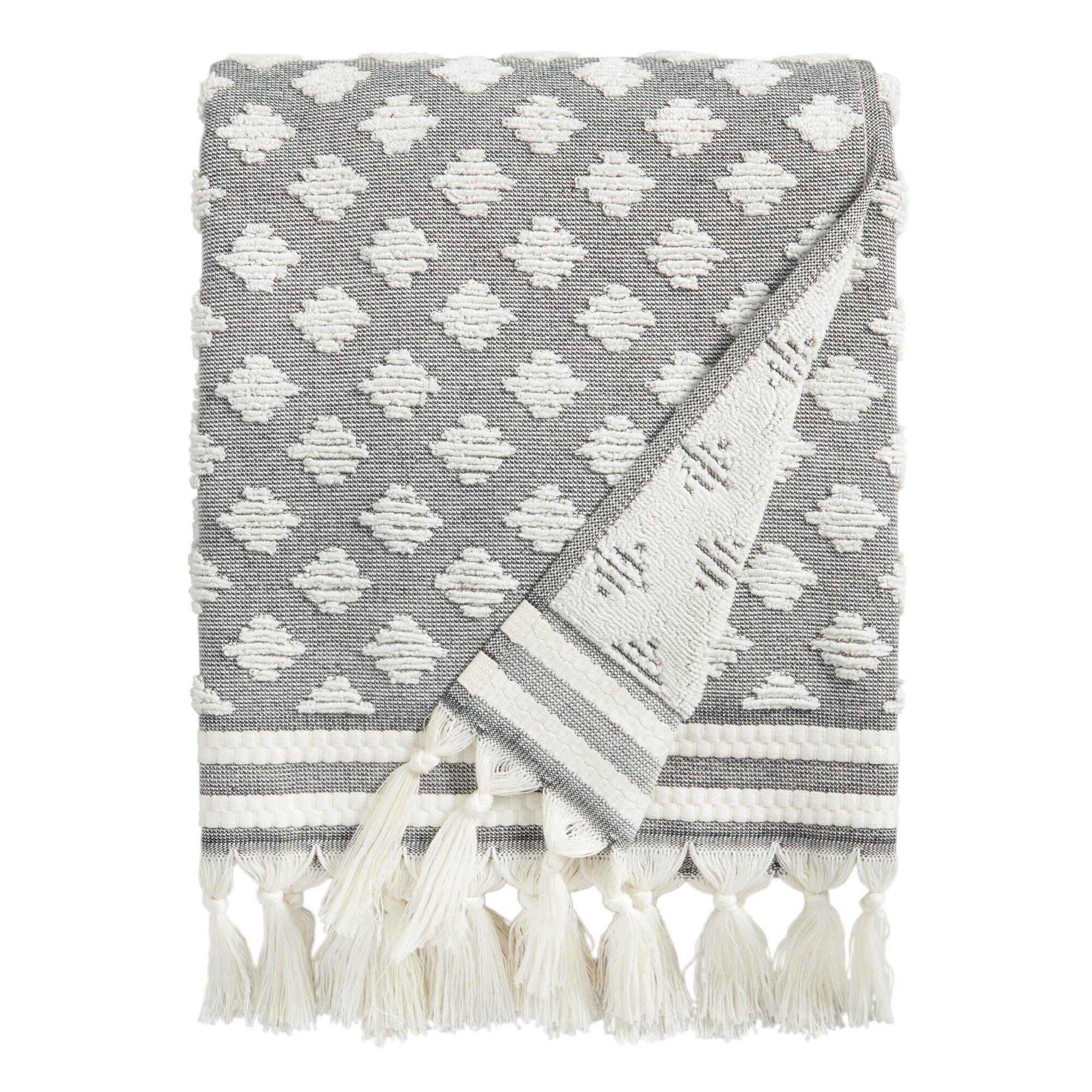 Black And White Sculpted Diamond Brea Bath Towel by World Market