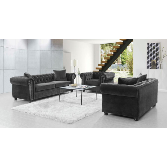 Picket House Furnishings Gramercy Modern Polyester/Polyester Blend Slate Living Room Set in Gray | UGW2883PC
