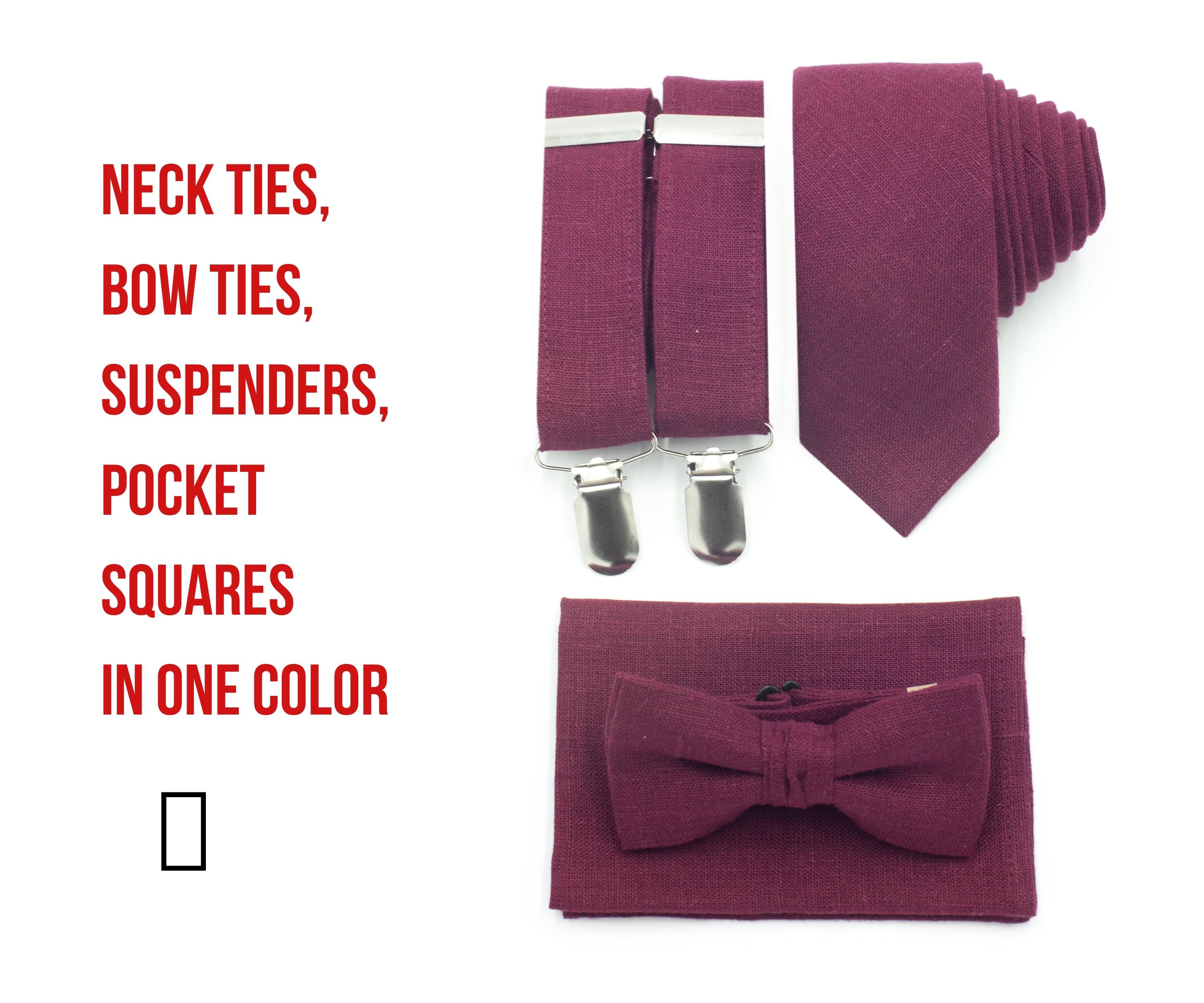 Burgundy Bow Tie & Suspenders Ring Bearer & Groomsmen Outfit