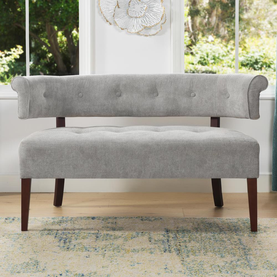 Jennifer Taylor Home Jared Modern Silver Grey Yarn Dyed Polyester/Blend Settee in Gray | 61020-857